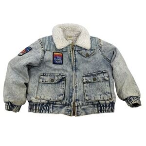 Vtg 80s Bugle Boy City Blues Sherpa Jean Jacket Toddler Boy 4Y